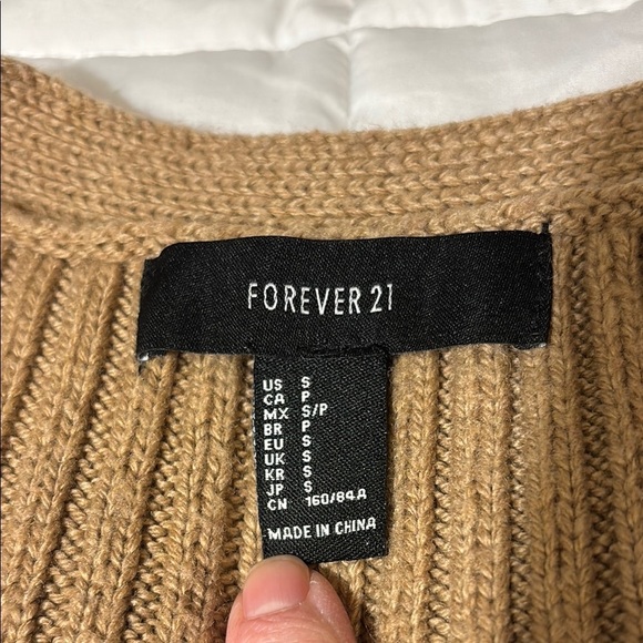 Forever 21 Light Brown Long Cardigan with Ribbed Knit Pattern Size S - Picture 5 of 9